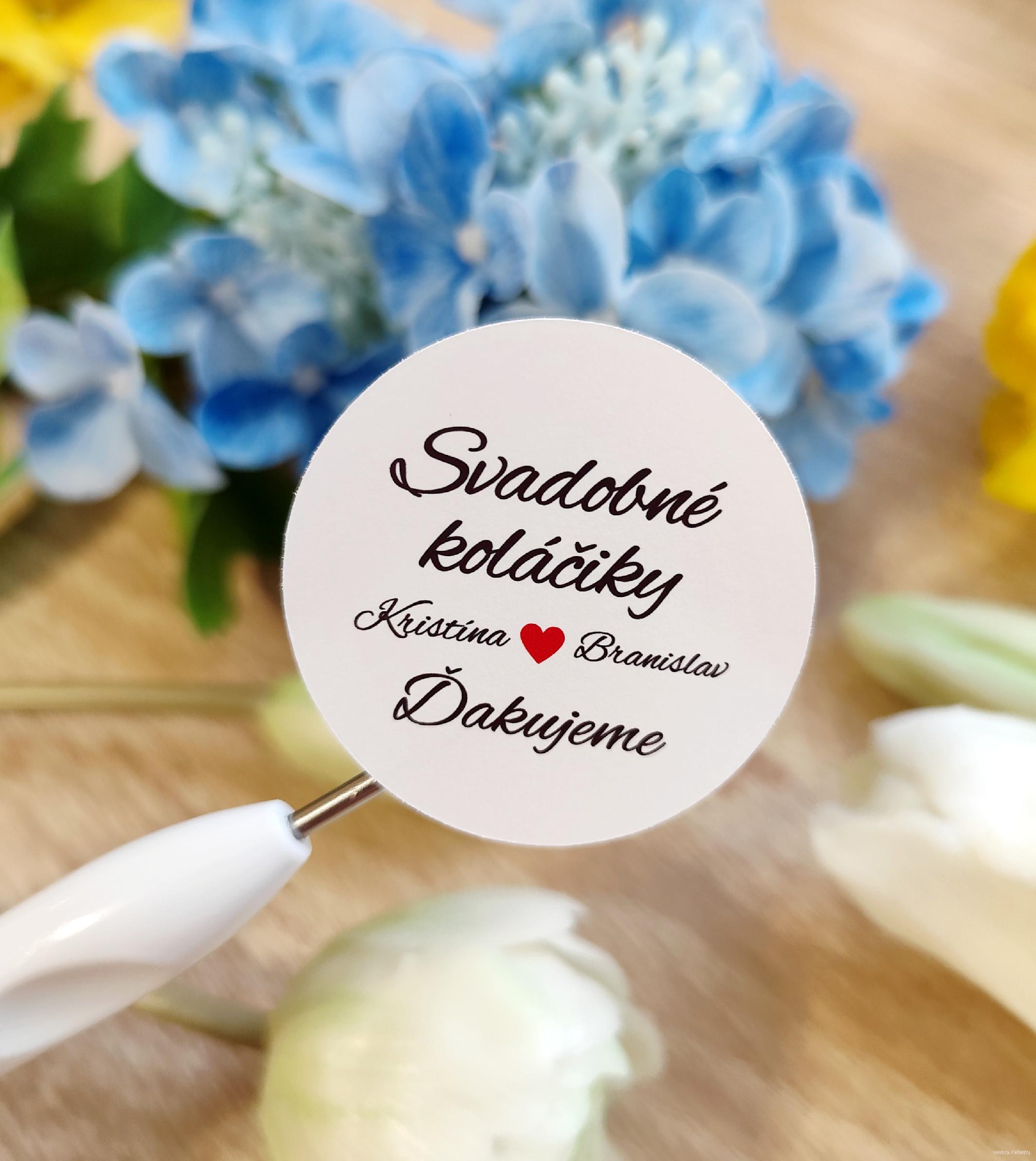 Svadobné nálepky - Červené srdiečko