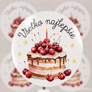 NÁLEPKY Všetko najlepšie - torta
