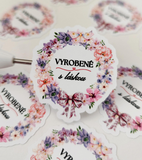 Nálepky- Vyrobené s láskou / rozmer 4,5cm/